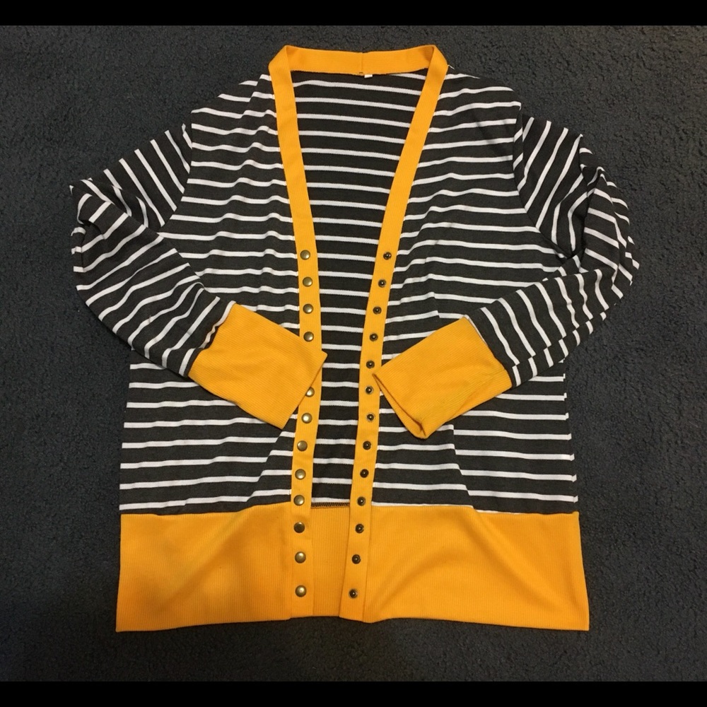 Striped Gray and Gold Cardigan